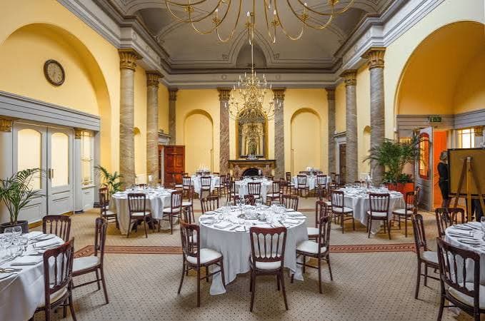 The main hall at Clifton Members Club set for a seated event