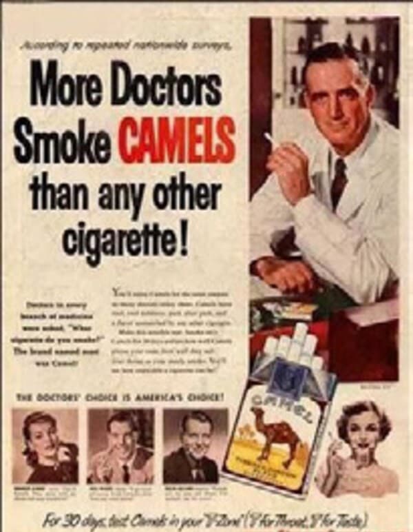 Vintage ad: Camels · More Doctors Smoke Camels. Authority claim built on a survey paid for by the brand.